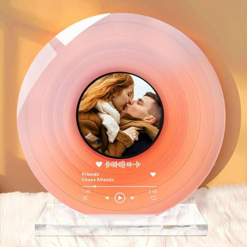 Personalised from Spotify Plaque Music Plaque Photo Gifts for Women Personalised Vinyl Record with Photo Custom Gifts for Birthday Wedding Anniversary Christmas Valentines (Round-S)