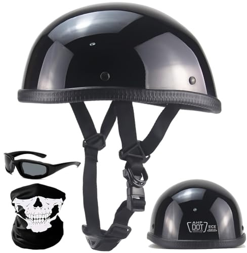 Halbschalenhelm Mit ECE Retro Jethelm Mit Sonnenbrille Motorrad Halbhelme Motorrad Helm Brain Cap Halbschale Chopper Helm Offenem Helm Vintage Roller Helm Scooter-Helm Für Cruiser
