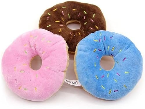 Cawhui 3Pcs Colorful Pet Toy Donut-Shape Squeaky Squeaker Puppy Dog Pet Cat Kitten Sound Chews Toy Random Color Sturdy and Practical Simple and Sophisticated Design，Toys，Dog Squeak Toys