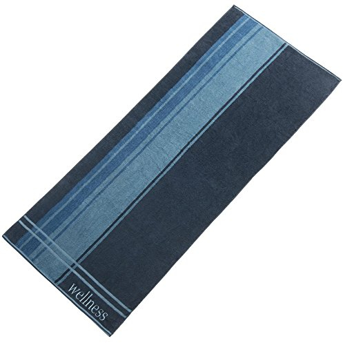 CelinaTex Wellness Saunatuch 80 x 200 cm dunkel blau Baumwolle Frotteehandtuch mit Stickerei Strandtuch