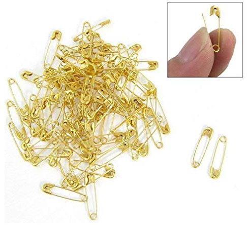 100 Klein Winzige Gold Metall Stahl Mini Sicherheitsnadeln 2cm 20mm