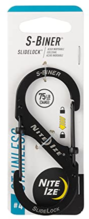 Nite Ize LSB2-01-R3 Karabiner S-Biner SlideLock, Schwarz, Gr. 2