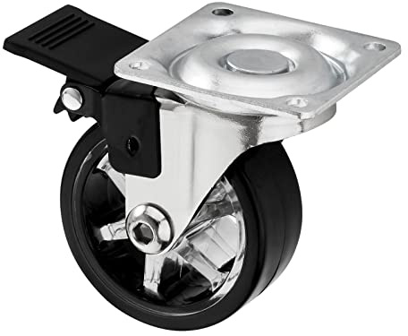 SOTECH Design Möbelrolle SHIFT Rollen-Ø 50 mm schwarz mit Bremse | Tragkraft 35 Kg, Höhe 64 mm Lenkrolle