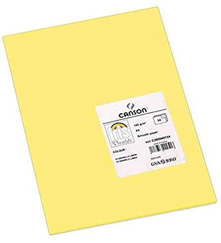 CANSON Iris Vivaldi - Paquet 50 feuilles de papier couleur A4 - 185g/m² - Jaune paille