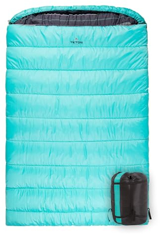 Teton Mammoth, 0 Degree Double Sleeping Bag, A Warm Bag The Whole Family can Enjoy. Great Sleeping Bag for Camping, Hunting and Base Camp. Compression Sack Included