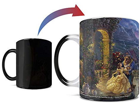 Disney – Die Schöne und das Biest Dancing in the Moonlight Thomas Kinkade Eine 313 ml Tasse mit Farbwechsel, wärmeempfindliche Keramiktasse Bild zeigt an, wenn heiße Flüssigkeit hinzugefügt wird.
