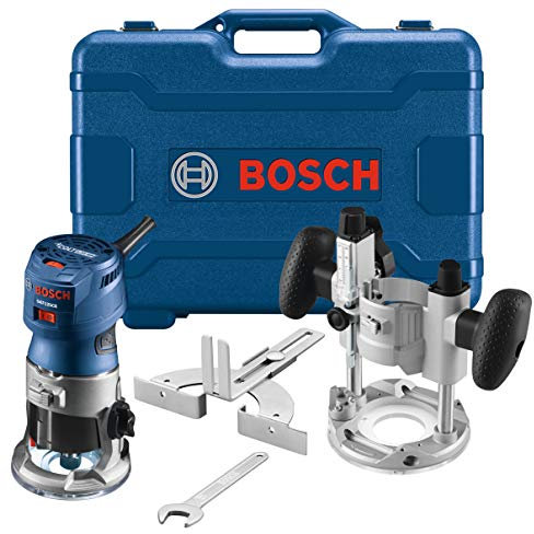 Bosch GKF125CEPK Colt 1.25 HP (Max) Kit combinado de enrutador de palma de velocidad variable, azul, 5.8 x 11 x 10.5 pulgadas