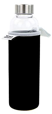 YOKO DESIGN - Glass Bottle 500 ML avec Pochette Neoprene Noire & Coffret