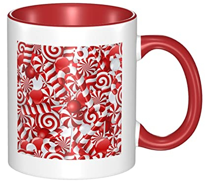 JCAKES Zuckerstangen Tasse Weihnachten Tassen Tassen für Frauen Kaffeetasse Personalisierte Tassen Tassen für Männer Reisebecher Partybecher China Tassen Becher mit Griff