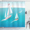 ABAKUHAUS blau Wasser Duschvorhang, Segelboote und Sonne, Stoffliches Gewebe Badezimmerdekorationsset mit Haken, 175 x 220 cm, Sea Blue und Mehrfarbig