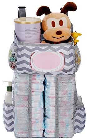 MengH-SHOP Windel Organizer Baby Windel Caddy Organizer Hängende Crib Organizer mit Taschen und Fächern für Windeln Puder Schnuller Spielzeug