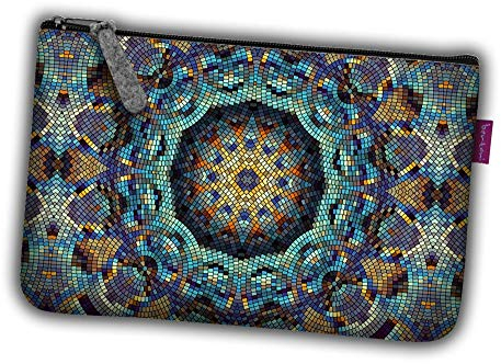 Bertoni Kosmetiktasche Damen Schminktasche aus Filz mit Reißverschluss Elegant Flach Kulturbeutel Federmappe Taschenorganizer (Barcelona)
