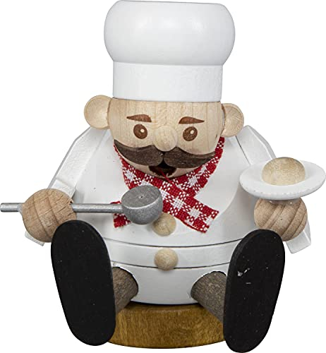 SAICO Mini Rauchfigur/Räucherfigur - Koch sitzend - Höhe von 8 cm - EIN Stück traditioneller Handwerkskunst - liebevoll gestaltete Räucherfigur - kompakt und dennoch detailreich - Made in Germany