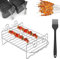 Air Fryer Rack Compatible for Air Fryer with 4 Barbecue Sticks Silicone Oil Brush Non Stick Air Fryer Rack Multipurpose Air Fryer Rack for Barbecue, Roasting Oven, Air Fryer (D)