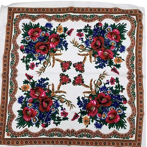 LJGFW Damen russische quadratische Schals ukrainische Kopfbedeckung muslimische Hijab Schal Wraps Turban Tuch Raditional Schals