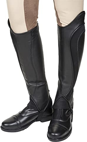 TuffRider Ladies Derby Leather Half Chaps- Black- XS