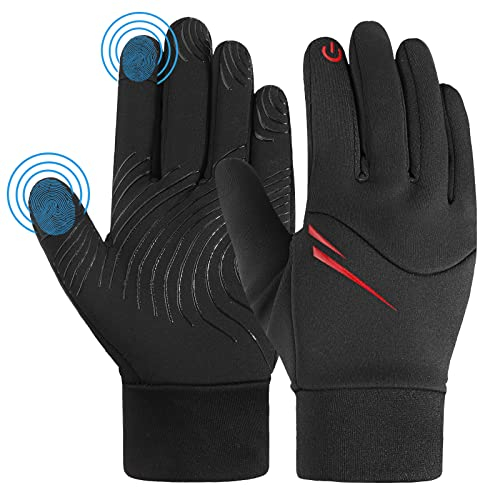 AYPOW Kinder Handschuhe Winter Fahrradhandschuhe,Thermo-Fleece Futter Anti-Rutsch Touchscreen Laufhandschuhe,Winddichte Wasserdicht Outdoor Sport Handschuhe,Jungen Mädchen Laufen Reiten,4-12 Jahre(M)