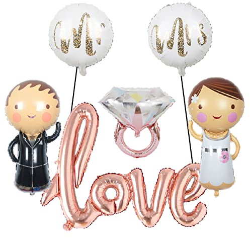 SNOWZAN Hochzeitsdeko Riesen Hochzeits Ballons Luftballon Brautpaar Folienballon Braut Bräutigam Mr & Mrs Luftballons Hochzeit Deko Rosegold Ballons Hochzeit Für Hochzeitsgeschenk Frisch Verheiratet