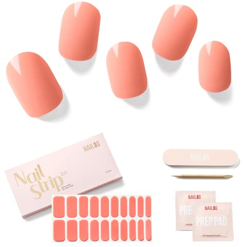 Nailog UV Gel Nagelfolie - Nagelfolie uv härtend 20 Stück - Vegan langanhaltend - Nagelsticker selbstklebend Gel Strips für Maniküre in Salonqualität, Coral