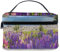 Make-up-Tasche aus Leder, Feld der Lupinen-Wildblumen am Ufer des Lake Tekapo in Neuseeland, wasserdichte tragbare Make-up-Taschen