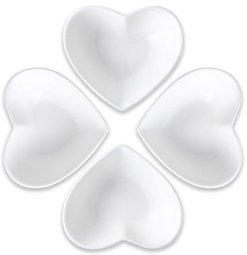 PIDUDU 4 ciotole in porcellana a forma di cuore, ciotole per cereali, insalatiere e frutta, per servire, lavastoviglie e forno a microonde, per zuppe, colazione, farina d'avena, riso, pasta, insalata