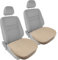 2 Pack Car Seat Cover PU Leather, Car Seat Protector for Front Seat Bottom with Storage Pocket, Anti-Slip Soft Cushion for Driving, 2pcs Front Cover, Universal Fit 95% of Vehicle, Beige