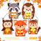 Herefun 5 Stück Laternen Bastelset, Laterne Kinder Bastelset, Herbst Windlichter zum Basteln Fuchs Eule Waschbär Eichhörnchen Lgel mit Laternenstab, DIY Kreativset Geschenk Jungen Mädchen Sankt Martin