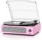 Vinyl Record Player with Speakers Vintage Belt-Driven Turntable for Records Bluetooth Turntable Support 3-Speed, Headphone, RCA Line, AUX-in for LP Vinyl Players Home Decoration Pink