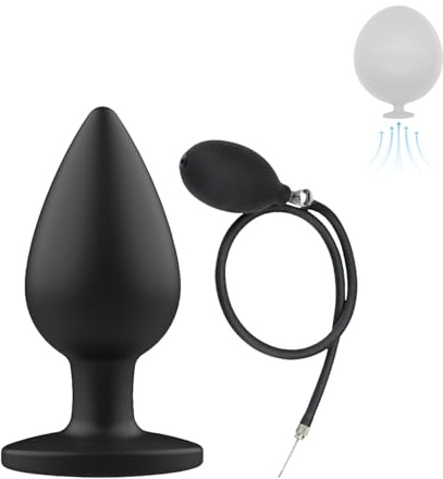 AMAZBEE Silikon Butt Plugs für Paare Aufblasbare Anal Plugs mit Pumpen für anale Dilatation Training G-Punkt Massager Erwachsenen Sexspielzeug (Black)