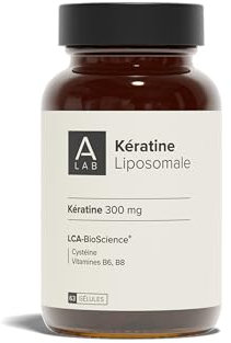Keratine Liposomale 300mg - Cheveux, Ongles, Peau - Biotine, Vitamine B6, L-Cystine - A-Lab - 1 à 3 Gélules Par Jour