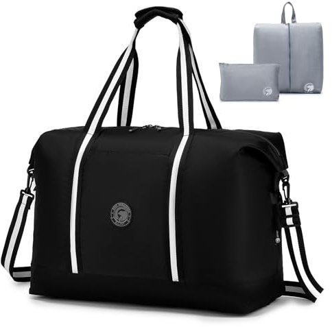 SPAHER 50L Reisetasche Groß Handgepäck Tasche 55x40x23 Germanwings Lufthansa TUI Airways Faltbare Sporttasche Damen Herren Carry on Luggage Gym Duffle Bag Weekender Fitness Bag mit Schuhbeutel