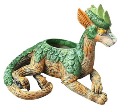 LANDENGWANG Planter Pots Planter Pots Dragon Planter Resin Animal Planter Unique Succulent Pots with Drainage Hole Dragon Yard Decor for Outside Lawn Patio Patio Yard Dragon Plant Garden Decor