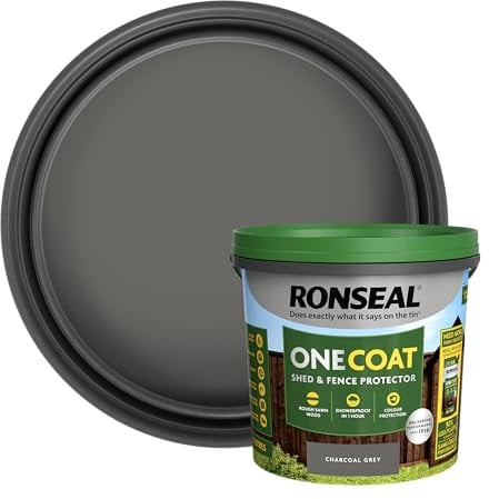 Ronseal One Coat Shed and Fence Protector Charcoal Grey 5 litres (Covers up to 6 Fence Panels) All Weather Protection