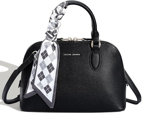 David Jones - Kleine Handtasche Damen - Henkeltasch PU Leder - Schultertasche Umhängetasche - Kleine Tote Elegant Modisch Stilvoll Alltags - Schwarz
