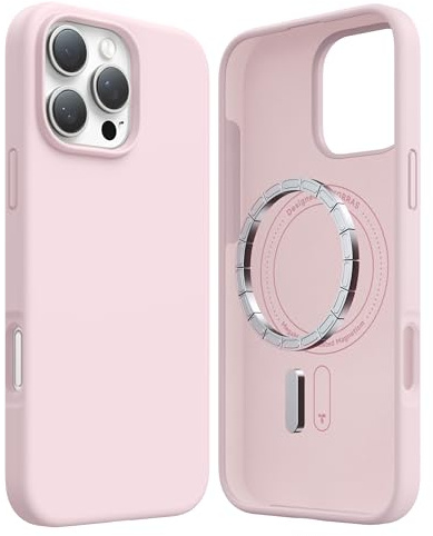 TORRAS Magnetisch Silikon Hülle für iPhone 16 Pro [Top LSR Flüssigsilikon] Militärschutz Stoßfeste Handyhülle Seidenweiches Griffgefühl Langlebig Schutzhülle für iPhone 16 Pro Case Perlrosa