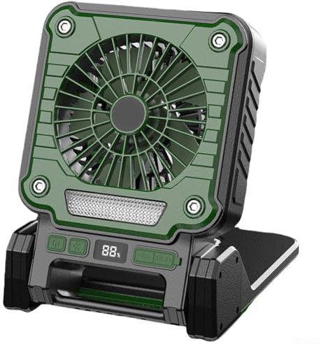Ventilador portátil de camping, ventilador solar con viento fuerte y bajo ruido de pesca aire acondicionado frío para acampar y viajes de pesca (verde)