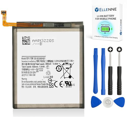 ELLENNE Akku für Samsung S20 SM-G980F EB-BG980ABY mit Werkzeugset | Akku für Samsung Galaxy S20 SM-G980F EB-BG980ABY 4000 mAh mit Werkzeugset zur Demontage