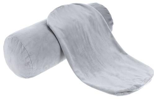 2 Stück Nackenkissenbezug Grau Rundhals Rollen-Kissenbezug, 40×15 cm Weiche Nackenrollen Kissenbezüge mit Reißverschluss Atmungsaktive Zylinder Kissenhülle für Zylinderkissen, Nur Kissenbezug
