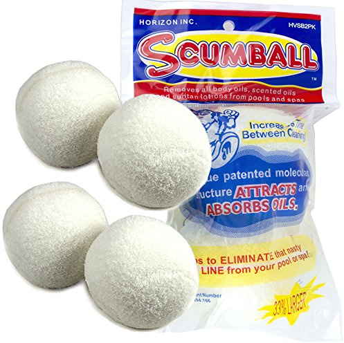 Horizon Scumball HV-SB2PK Pool- und Spa-Abschaum-Ball, patentiert, wiederverwendbar, seit über 20 Jahren in der Pool- und Spa-Industrie, 2 Packungen mit je 2 Stück