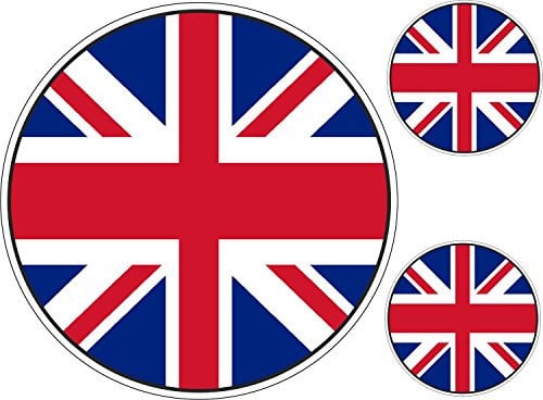 Akachafactory Set mit 3 x Aufkleber Sticker Auto, Motorrad, rund, uk-Flagge