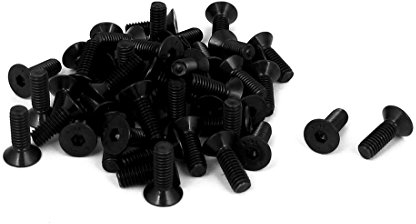 sourcing map 50 Stück M4 x 12mm Senkkopfschrauben Metrisches Flachkopfschrauben Senkkopfschrauben mit Innensechskant Schwarz