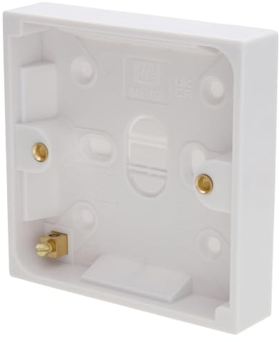 kenable Surface Mount Back Box 1 Gang 16mm Deep White Pattress Box for 85mm Faceplates Power Sockets Light Switches