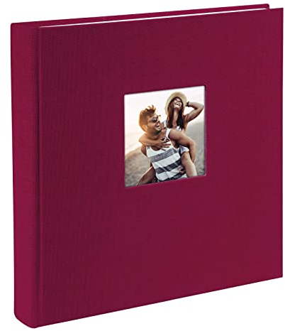goldbuch 24 892 Fotoalbum mit Bildausschnitt, Bella Vista Bordeaux, Erinnerungsalbum im Format 25 x 25 cm, Foto Album 60 weiße Seiten mit Pergamin-Trennblättern, Fotobuch mit Leineneinband, Weinrot