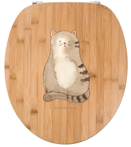 Mr. & Mrs. Panda Motiv WC Sitz Katze Sitzen - Geschenk, Katzensouvenirs, WC-Sitz, Katzenbesitzerin, flauschig, Toilettendeckel, Katzenmotive,