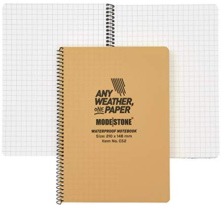 Modestone A5-Notizblock, wasserfest, 60 Seiten, 30 Blatt, 210 x 148 mm, Hellbraun