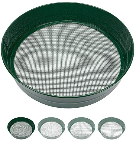 Sterico Setaccio da Giardino in Diverse Misure di Maglia | Setaccio Rotondo Ø 33cm | Setaccio per sementi, Terra, Compost, Pietre, Erbacce, pietrisco | Accatastabile | Robusto (3mm)