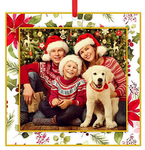 WaaHome 2020 Bilderrahmen, Weihnachtsschmuck, 7,6 cm, Blumenmuster, Weihnachtsbaumschmuck, Dekorationen