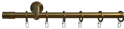 tilldekor Gardinenstange Alicante/messing-matt/Ø: 12mm / Länge: 200cm / Komplettset/Vorhangstange inkl. Befestigungsmaterial