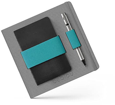 Beblau- FLEX Notizbuch mit Gummiband, Organizer, Perfekt für Weihnachtsgeschenke, Unsichtbarer Freund (DUNKELGRAU - TÜRKIS, STREIFEN)