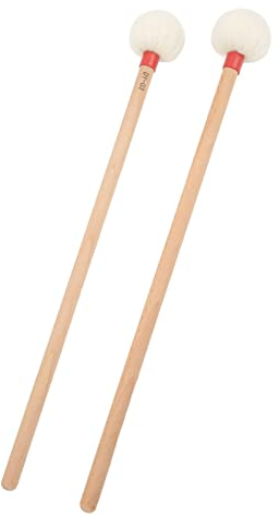 2 Uds Mazo de Tambor Multiusos Cabezal de Fieltro Palos de Mazo de Tambor Accesorios para Bombo, Timbales Y Tambores(rojo)